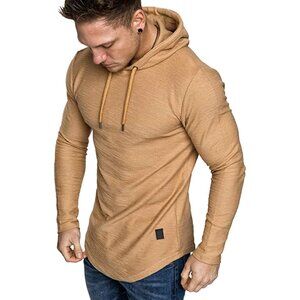 Mens Fashion Athletic Hoodies Sport Sweatshirt Solid Color Fleece Pullover